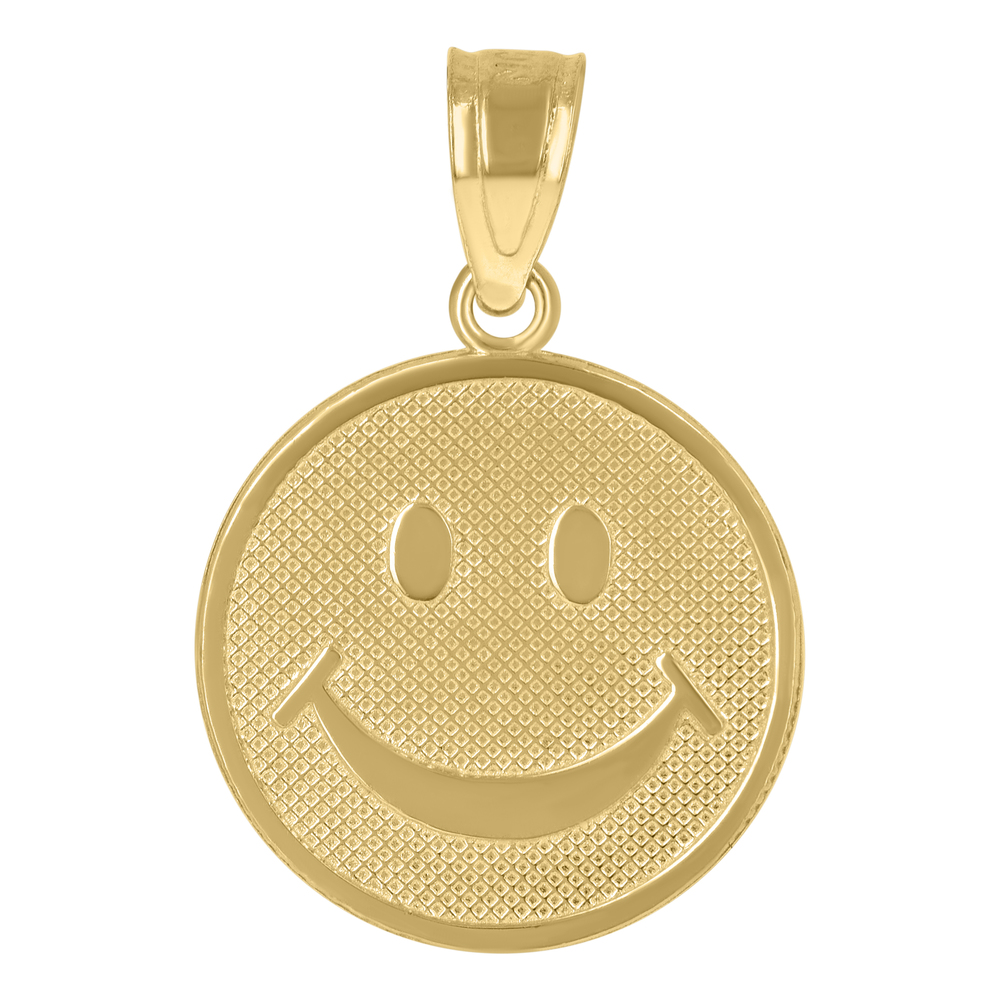 10kt 10k Yellow Gold Mens Smile Charm Pendant
